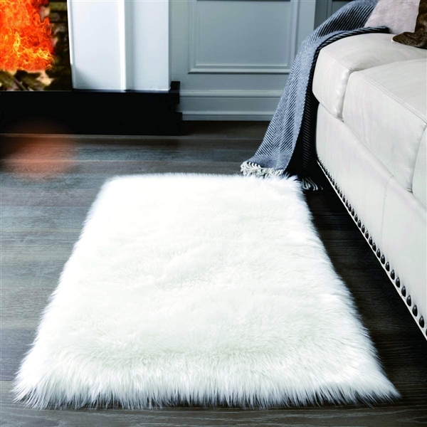 White Fluffy Rug 