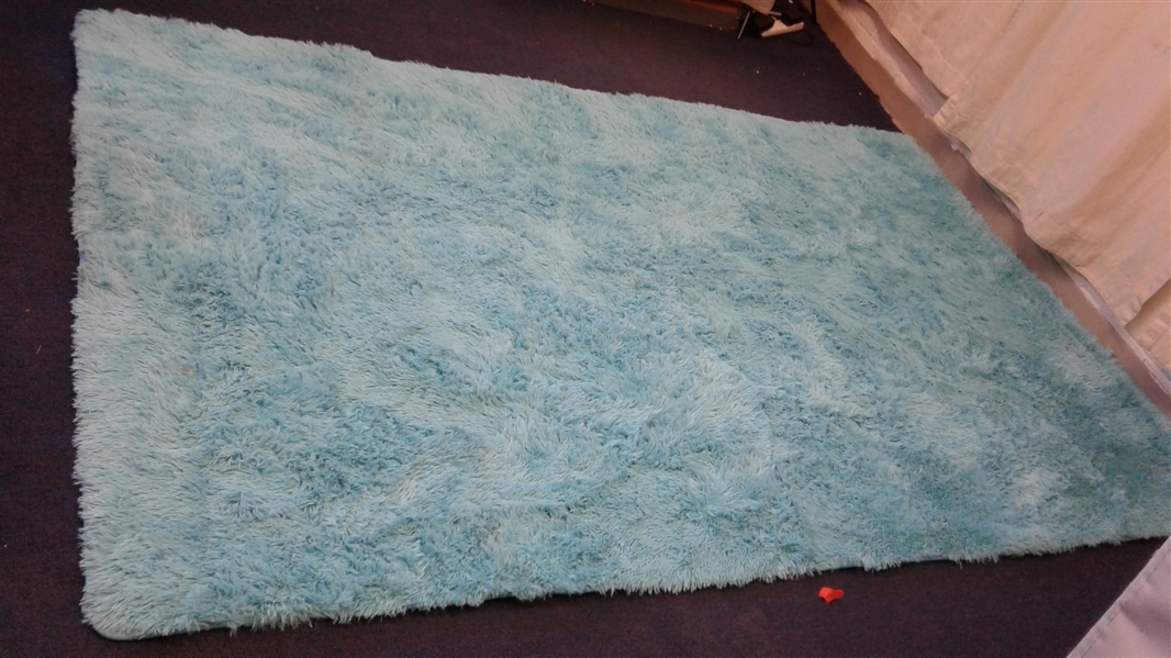 Soft Teal Shag Area Rug 5'x8'