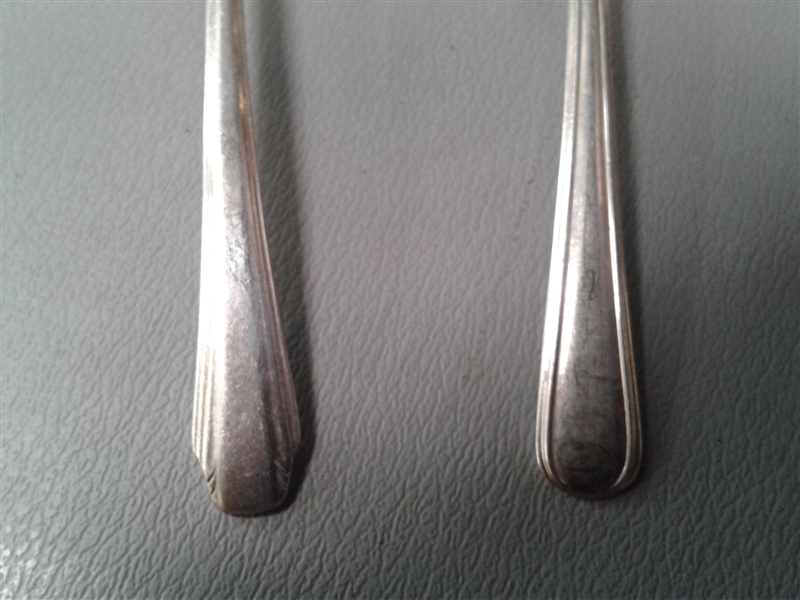 Silver Spoons, Forks, and Butter Knives w/Wood Rack