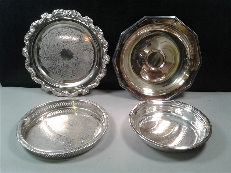 4 Silver Serving Dishes