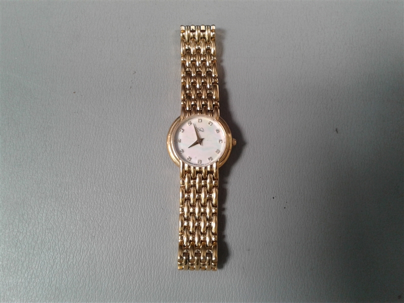 ESQ Swiss Gold Tone Ladies Quartz Watch Diamond Hour Marks 100202