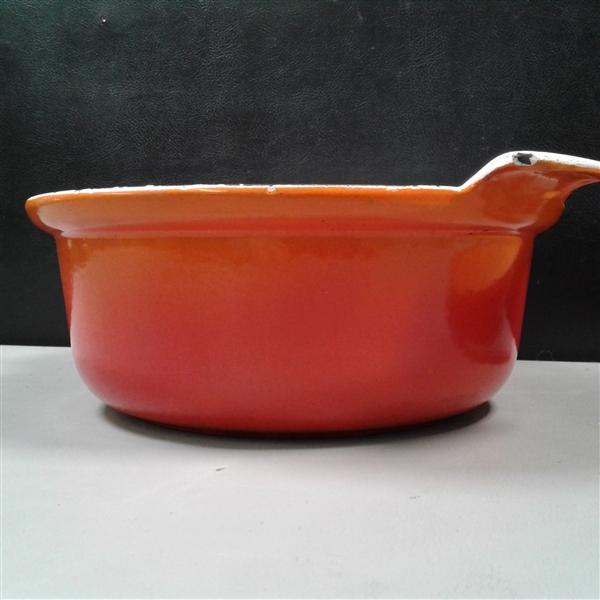 Vintage Descoware Belgium Orange Enamel Dutch Oven w/Lid