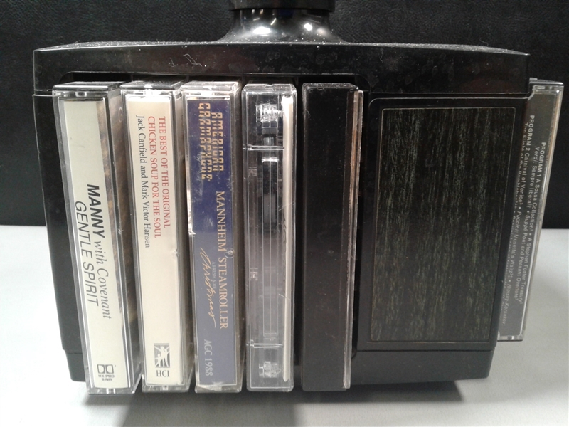 Cassette and VCR Tape Holders with Cassettes and CD's