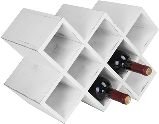 MyGift Vintage White Wood 8-Bottle Countertop Wine Rack