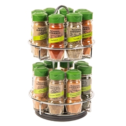 McCormick Gourmet Two Tier Chrome 16 Piece Organic Spice Rack Organizer with Spices