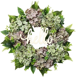 21" "Hello" Hydrangea Wreath
