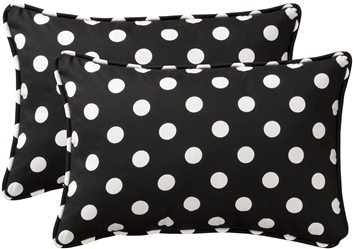 Pillow Perfect Outdoor/Indoor Polka Dot Oversized Lumbar Pillows, 24.5" x 16.5", Black/White, 2 Pack