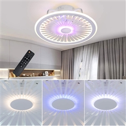 LCiWZ 18.5In ceiling fan with light, Enclosed thin fan light, Hidden Electric Fan Light with RGB Ambient Light
