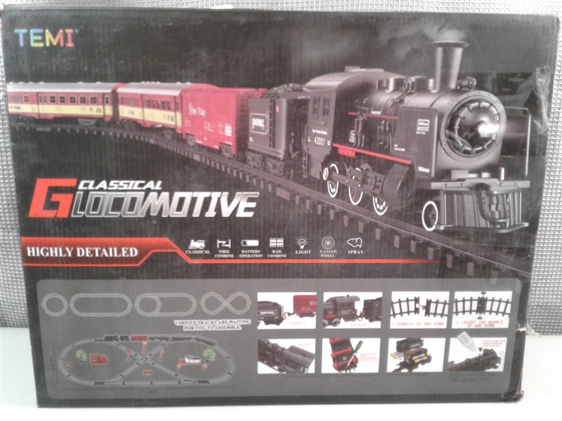 Electric Classical Train Set Battery Operated Play Set Toy w/ Smoke, Light and Sounds