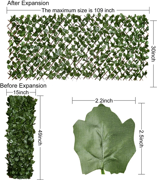 Expandable Privacy Faux Ivy Fence Screen Pack of 4