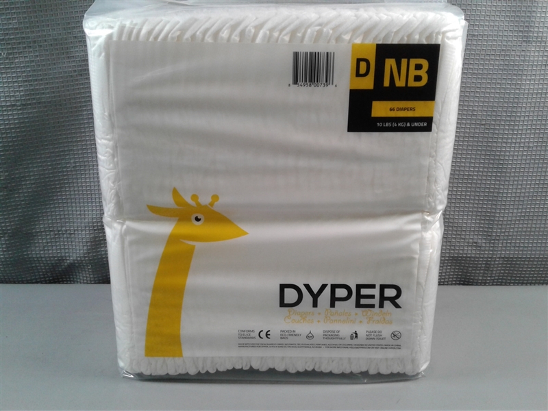 DYPER | Responsibly Sourced Bamboo Baby Diapers | Ink Free, Soft + Durable | New Born | 10 lbs & Under | 66 Count