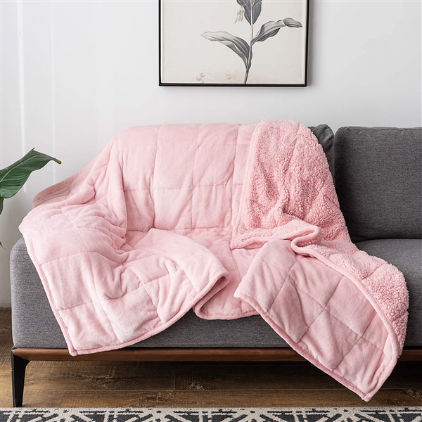 Sherpa Fleece Weighted Blanket for Adult, 15 lbs 60x80