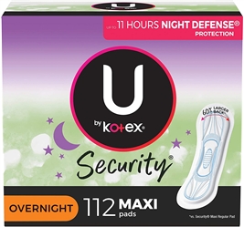  U by Kotex Security Maxi Feminine Pads, Heavy Absorbency, Unscented, 112 Count