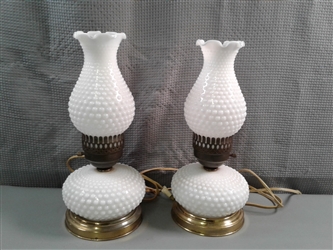 Vintage Hobnail Milk Glass Lamps