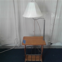 Side Table with Attached Lamp