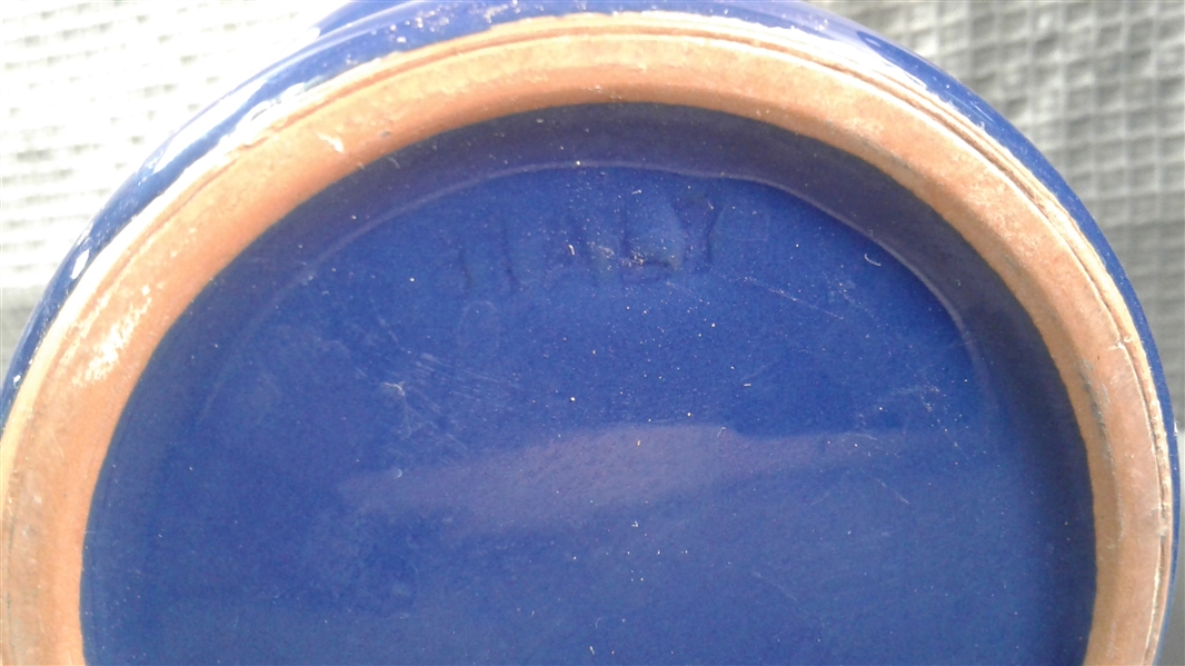 Set of 4 Cobalt Blue Canisters W/Brown Interior