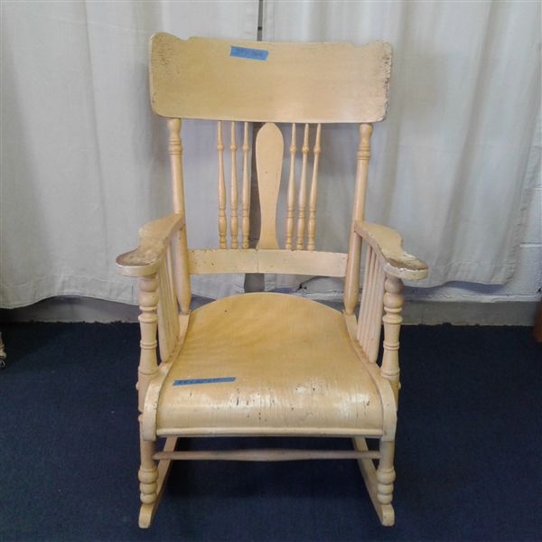Large Vintage Yellow Rocking Chair