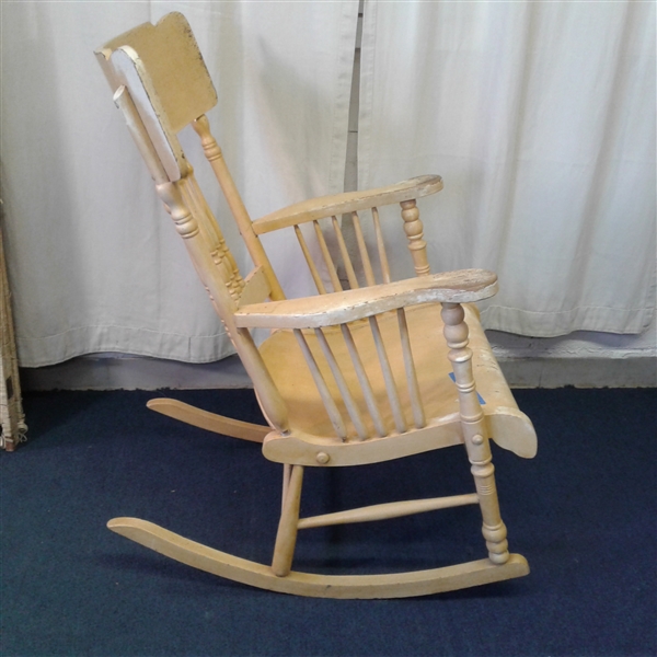 Large Vintage Yellow Rocking Chair