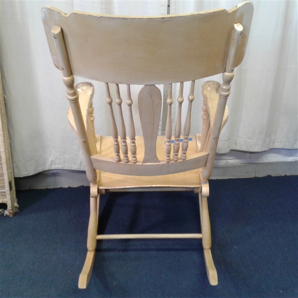 Large Vintage Yellow Rocking Chair