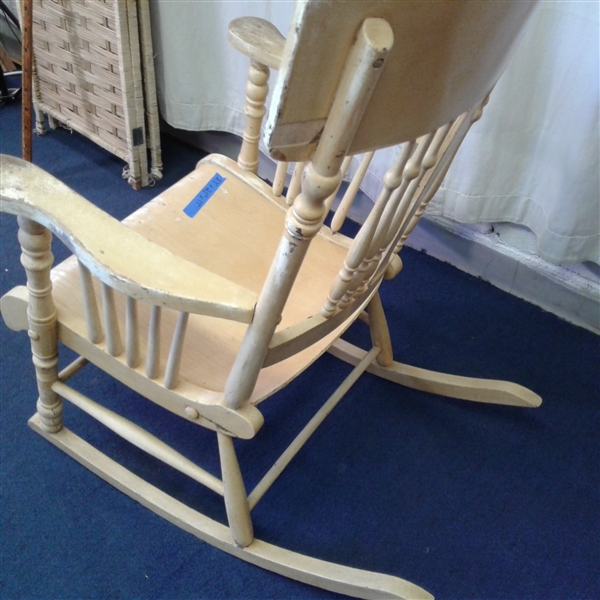 Large Vintage Yellow Rocking Chair