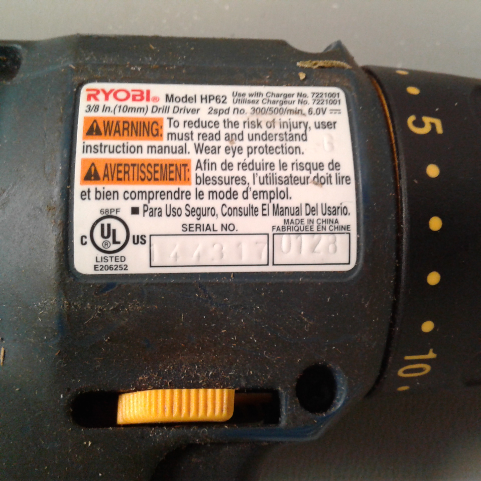 Lot detail ryobi 6 0v drill