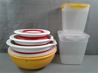 Large Tupperware Bowl w/Lid, Collapsible Nesting Bowls, & Lock&Lock Containers