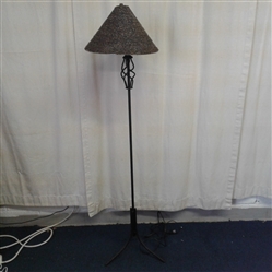 Floor Lamp-Cast Iron With Beaded Shade 