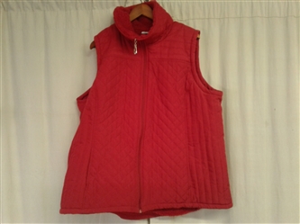 Womens D&Co. 2X Quilted Red Vest w/Sherpa Lining