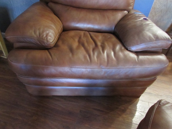 Latitudes Collection by Flexsteel Oversized Leather Armchair & Ottoman