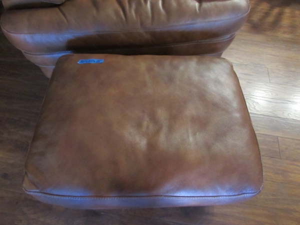 Latitudes Collection by Flexsteel Oversized Leather Armchair & Ottoman