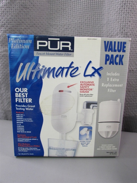 New- PUR Ultimate LX Faucet Mount Water Filter & Extra Filters