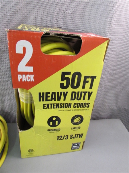 Heavy Duty Extension Cords- 1 new.