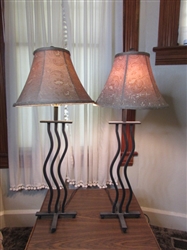 Pair of Table Lamps w/Metal Vases