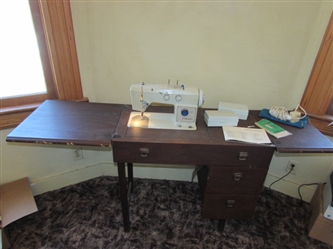 Vintage Signature Sewing Machine In Cabinet