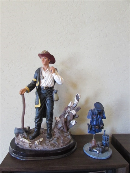 Fireman and Police Officer Statues
