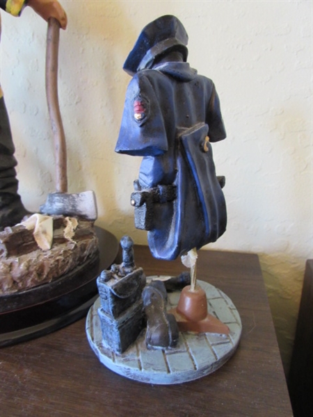 Fireman and Police Officer Statues