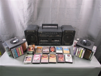 Vintage Sharp Cassette Player With Cassettes