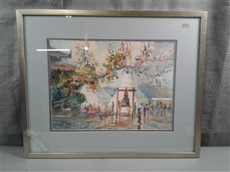 Signed and Framed Original Asian Watercolor Painting