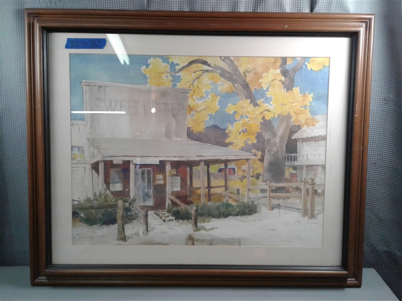 Framed Signed Watercolor General Store Sweet Water