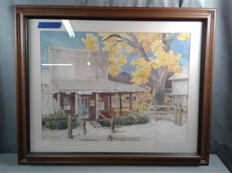 Framed Signed Watercolor General Store "Sweet Water"