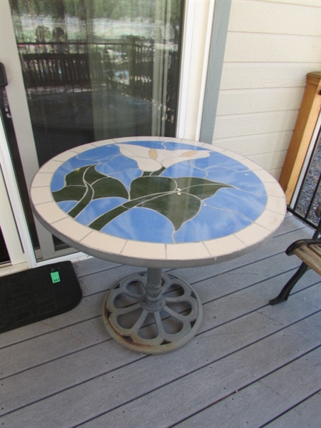 Metal Patio Table w/Tile Top