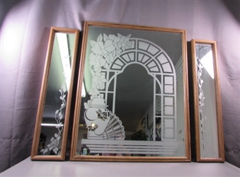 Framed Mirrors with Etched Designs