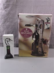 Wine Wizard Tabletop Opener and Mikasa Crystal Mallard Bottle Stopper.