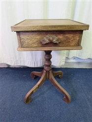 Vintage Wooden Table With Drawer