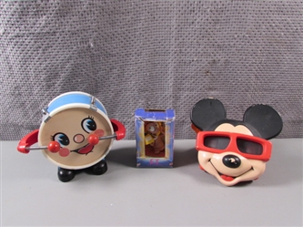 E.T, Mickey Mouse View Master, and Walking Musical Toy