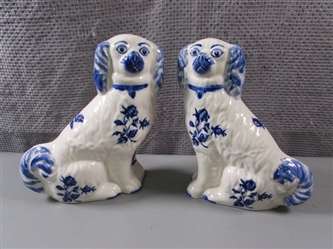 Pair of Ironstone Staffordshire England Dog Figurines