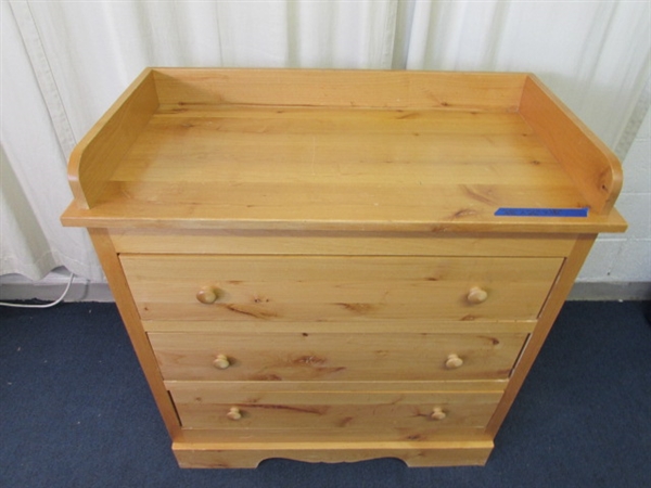 Wood Dresser With Changing Table Top