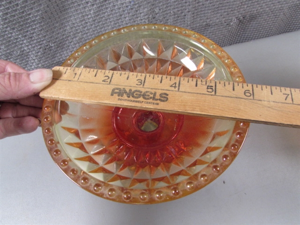 Vintage Jeanette Amberina Pedestal Dishes