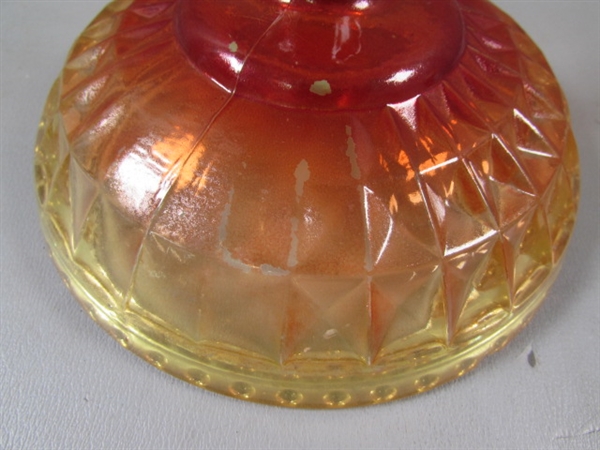 Vintage Jeanette Amberina Pedestal Dishes