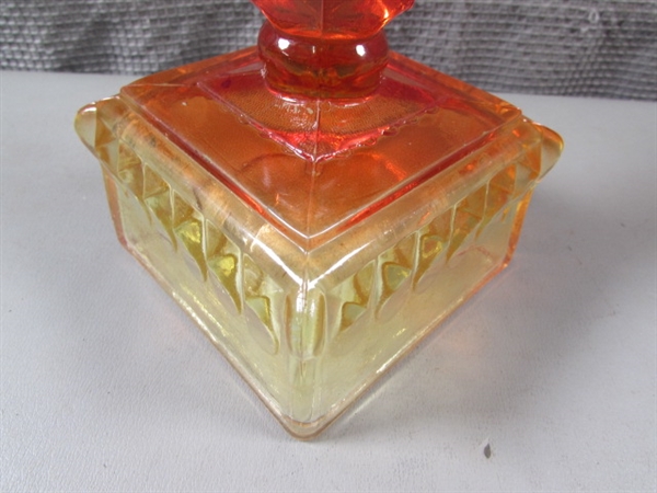 Vintage Jeanette Amberina Pedestal Dishes